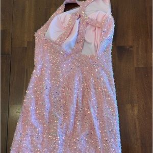 Short pink sequence dress